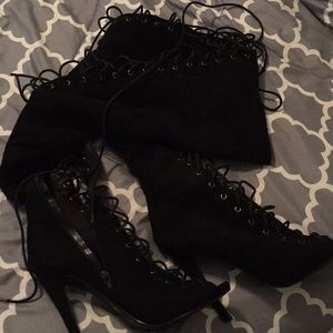 Black knee-high heels